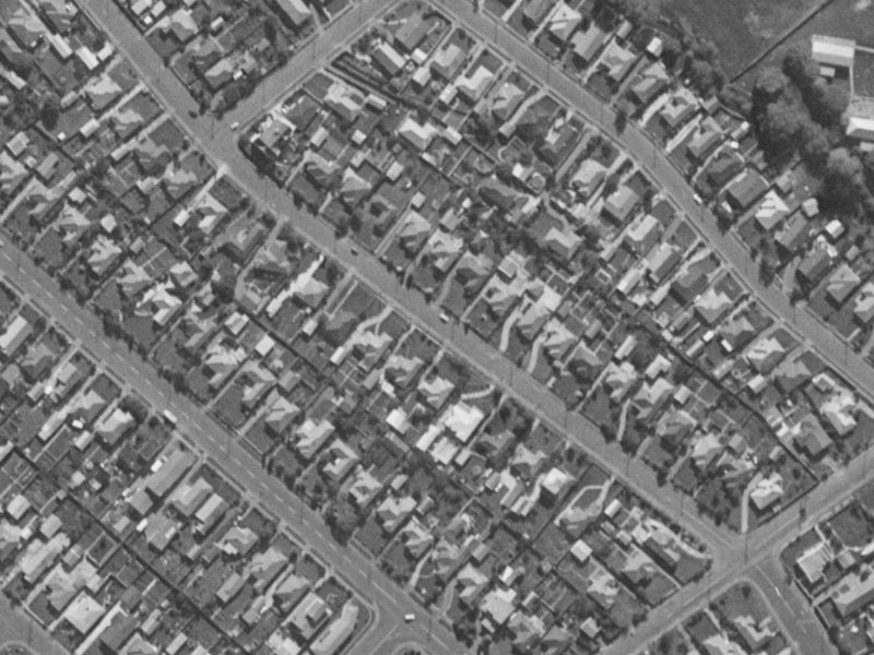 49 McBeath Avenue from the air, 1970-1974