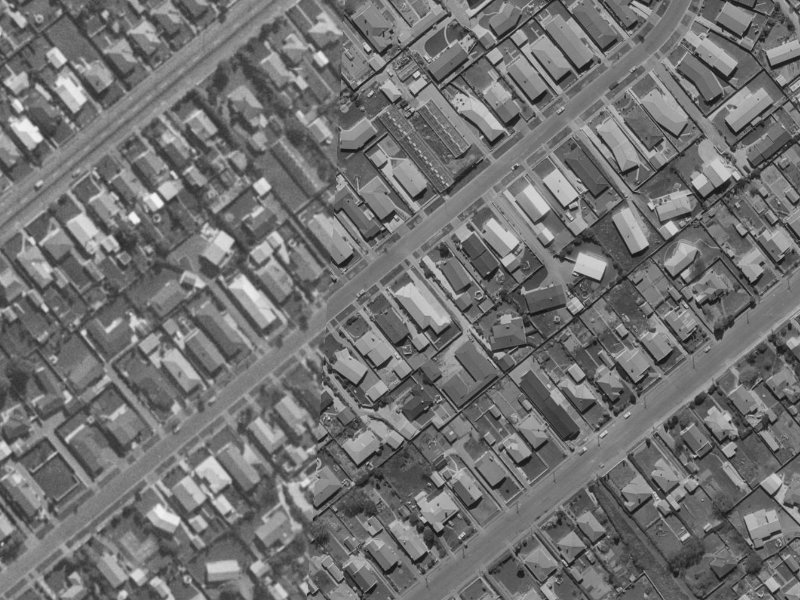 64 Roberta Drive from the air, 1970-1974