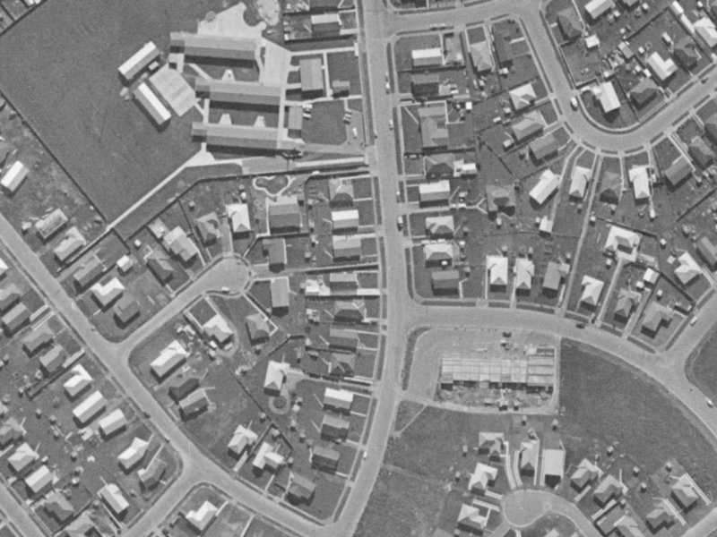 68 Rowley Avenue from the air, 1970-1974