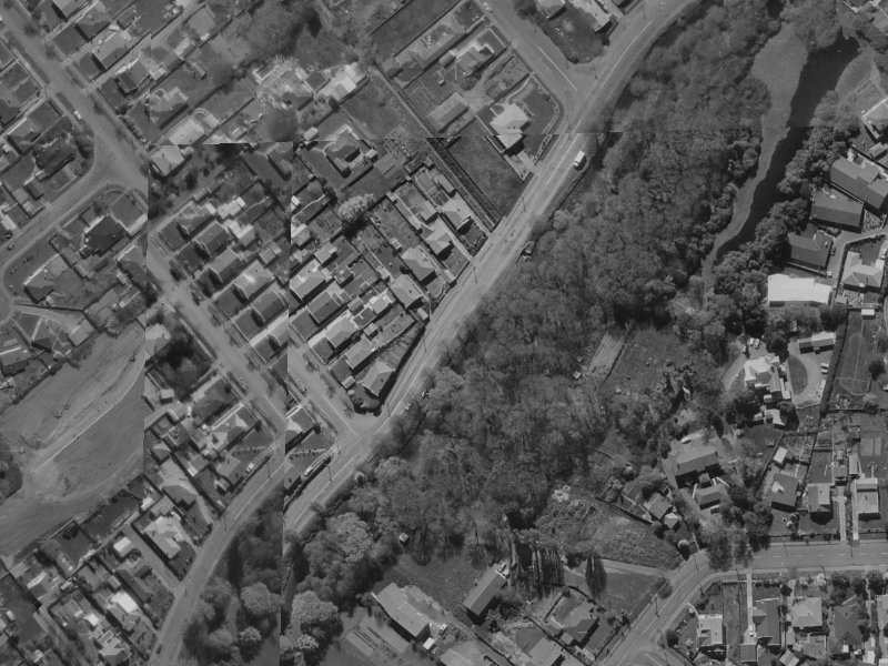 289-295 Ashgrove Terrace from the air, 1970-1974