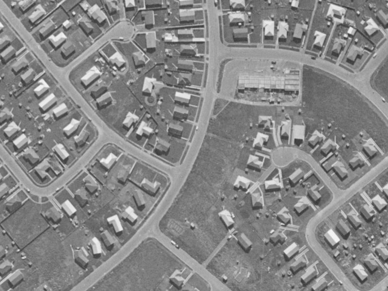 81 Rowley Avenue from the air, 1970-1974