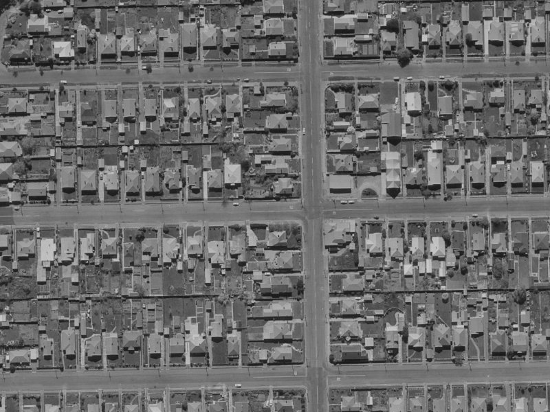 68 Malcolm Avenue from the air, 1970-1974