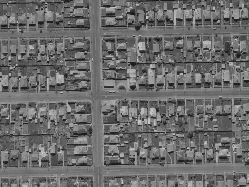 83-85 Malcolm Avenue from the air, 1970-1974