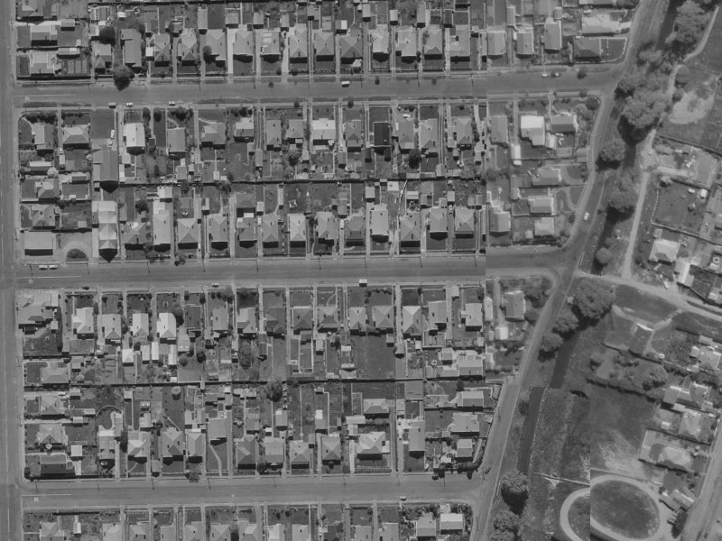 108 Malcolm Avenue from the air, 1970-1974