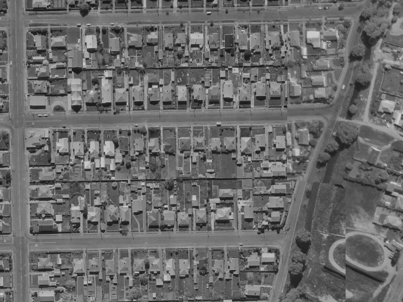106 Malcolm Avenue from the air, 1970-1974