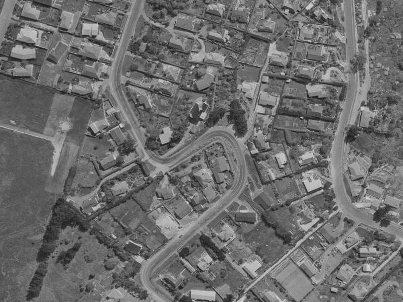 129-131 Major Hornbrook Road from the air, 1970-1974