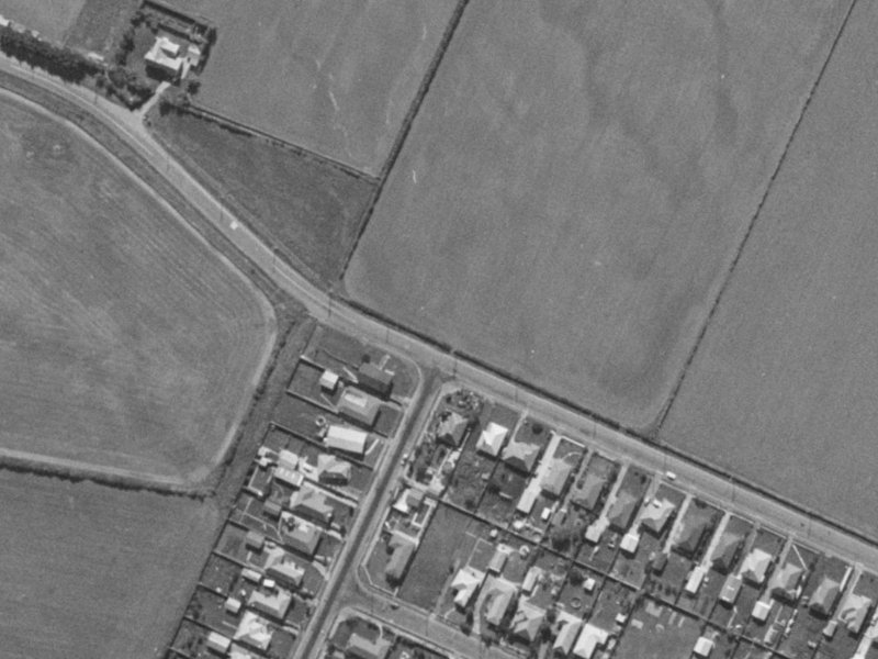 1–5 McMahon Drive from the air, 1970-1974
