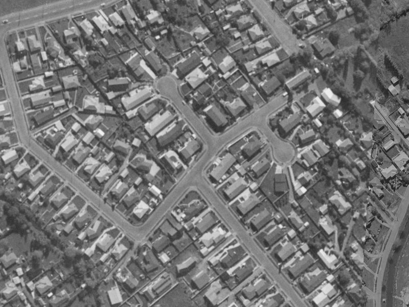 Woodbank Street from the air, 1970-1974