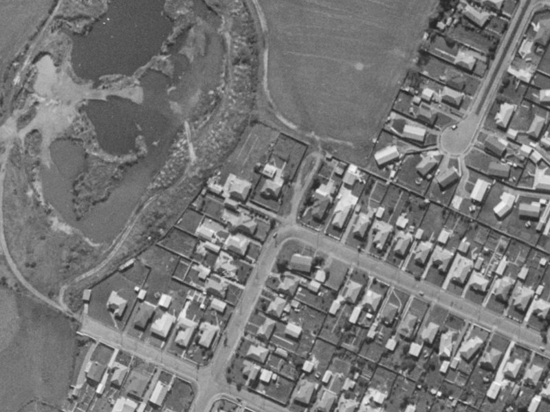 80 Lancewood Drive from the air, 1970-1974