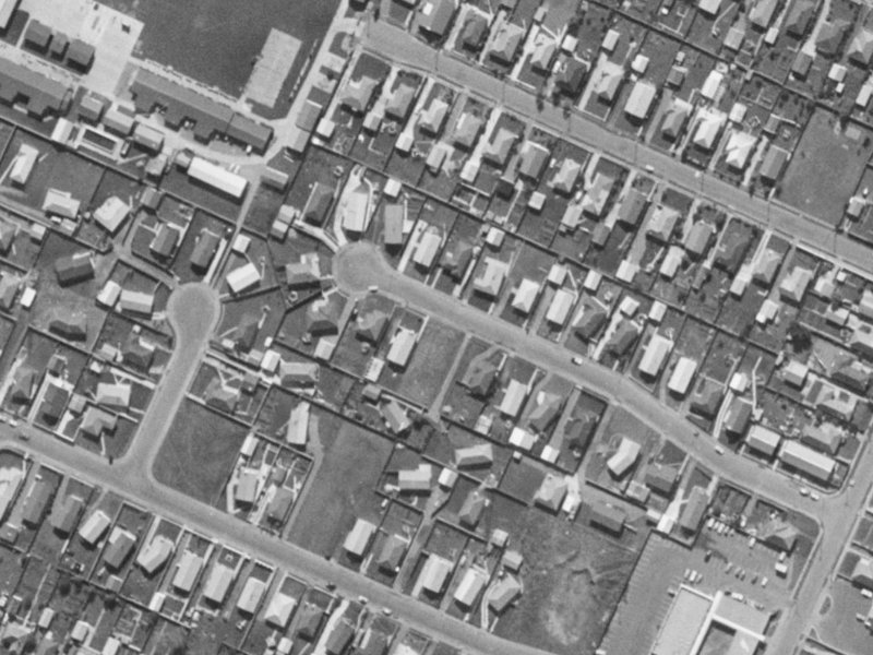 25A Rosamund Place from the air, 1970-1974