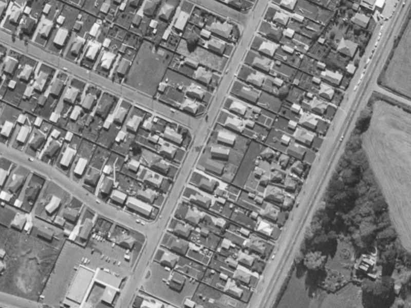 50 Ensign Street from the air, 1970-1974