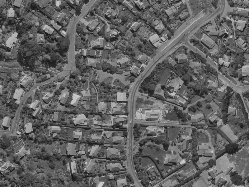 78 Dyers Pass Road from the air, 1970-1974