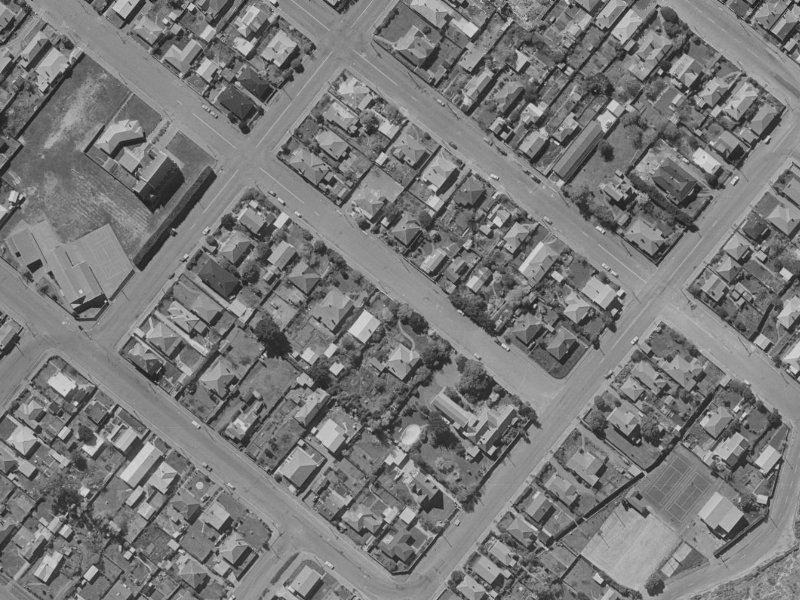 63 Dryden Street from the air, 1970-1974