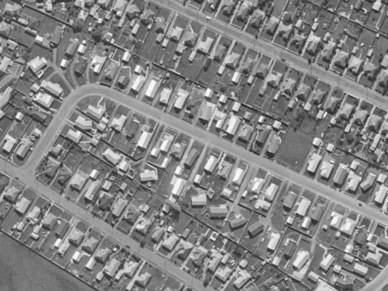 43 Fern Drive from the air, 1970-1974