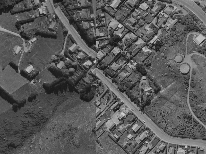 126 Dyers Pass Road from the air, 1970-1974