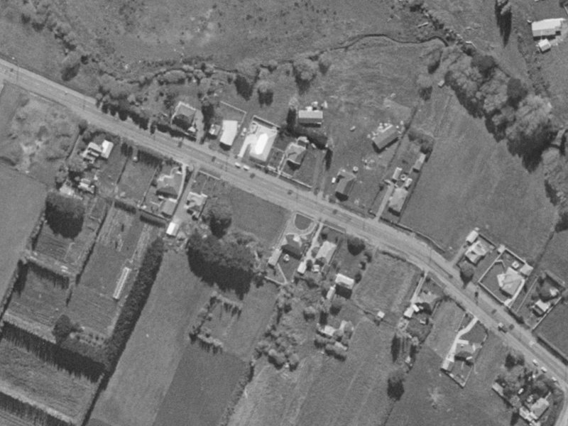 52 Country Palms Drive from the air, 1970-1974