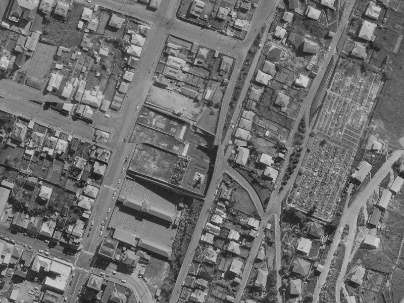 38 Saint Davids Street from the air, 1970-1974