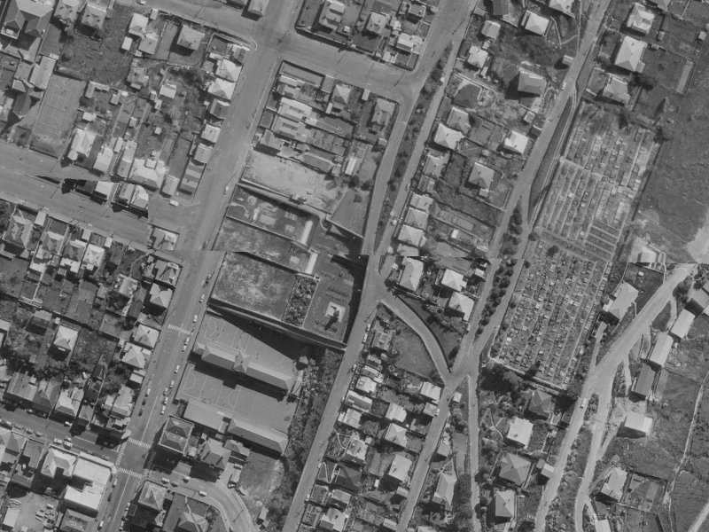 38 St Davids Street from the air, 1970-1974