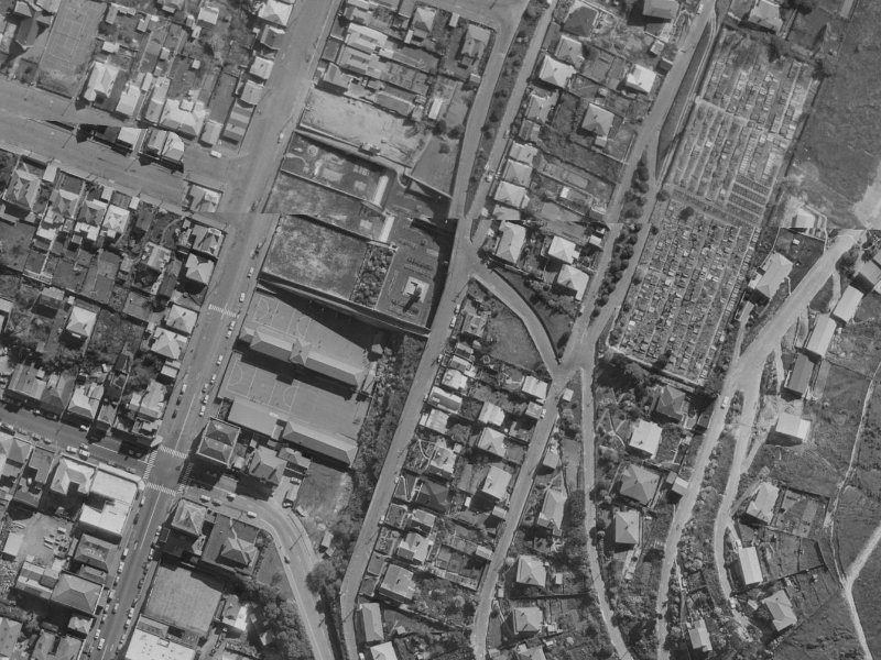 30 St Davids Street from the air, 1970-1974