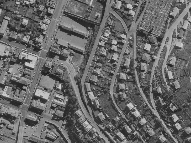 16 Saint Davids Street from the air, 1970-1974