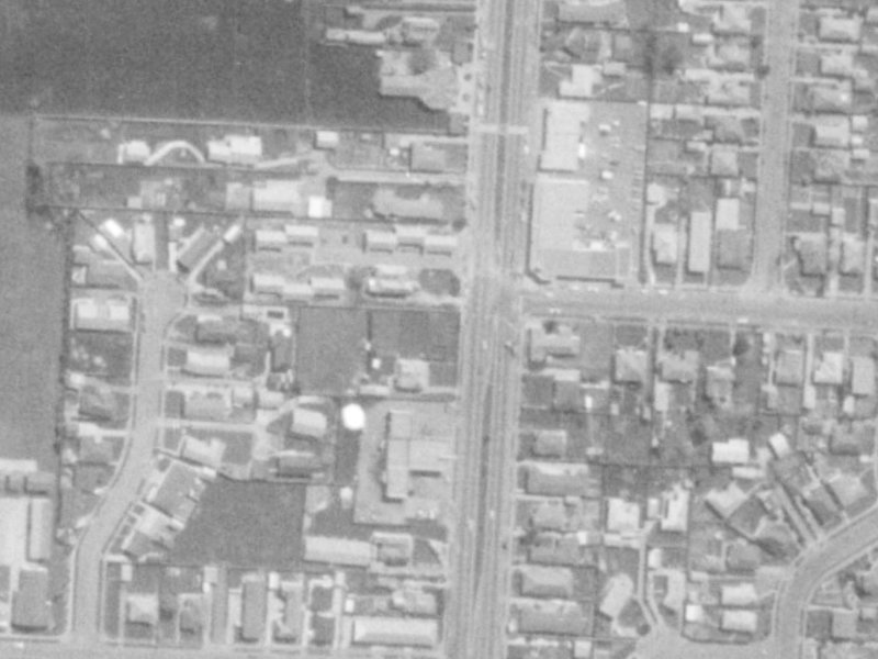 Manse Place from the air, 1975-1979