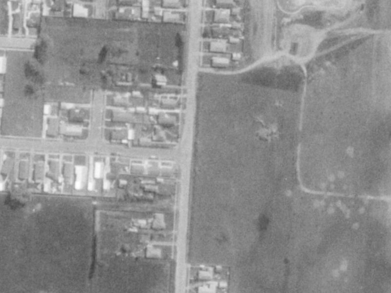 104-114 Grimseys Road from the air, 1975-1979