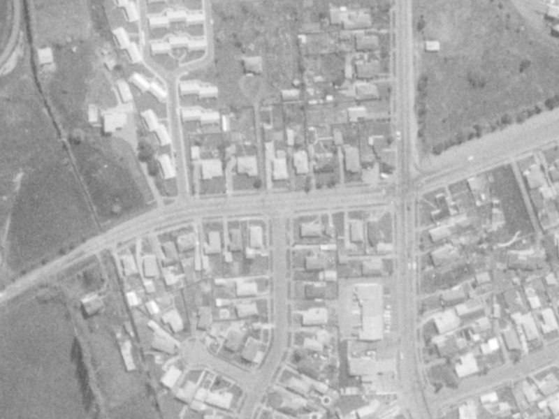 90–100 Greenhaven Drive from the air, 1975-1979