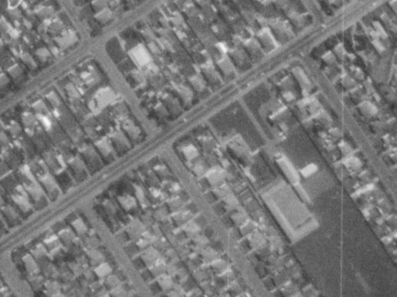 55 Kensington Avenue from the air, 1975-1979