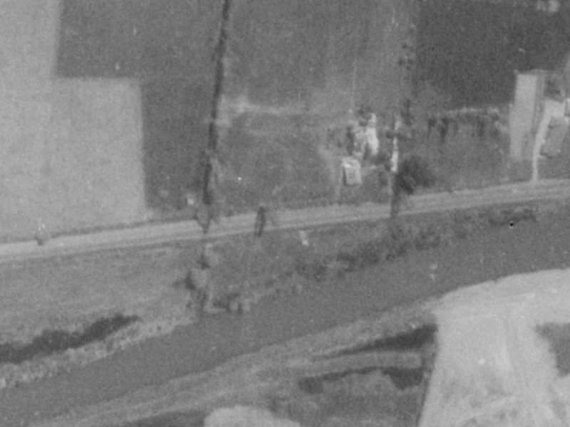 385–393 New Brighton Road from the air, 1975-1979