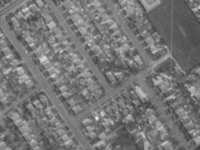 132 Francis Avenue from the air, 1975-1979