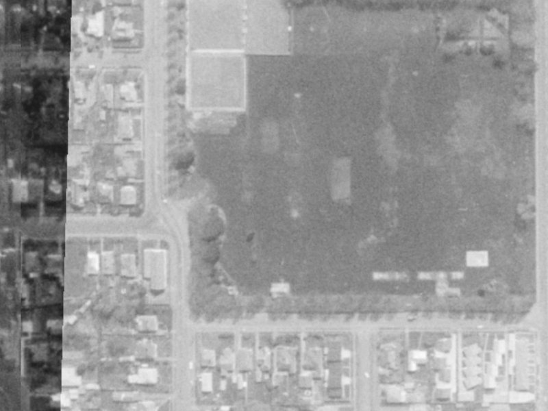 627-699 Barbadoes Street from the air, 1975-1979
