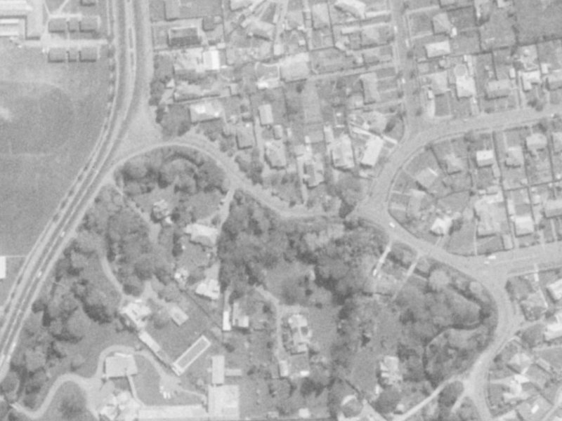 22 Banks Avenue from the air, 1975-1979