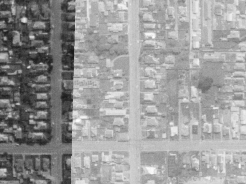 525 Madras Street from the air, 1975-1979