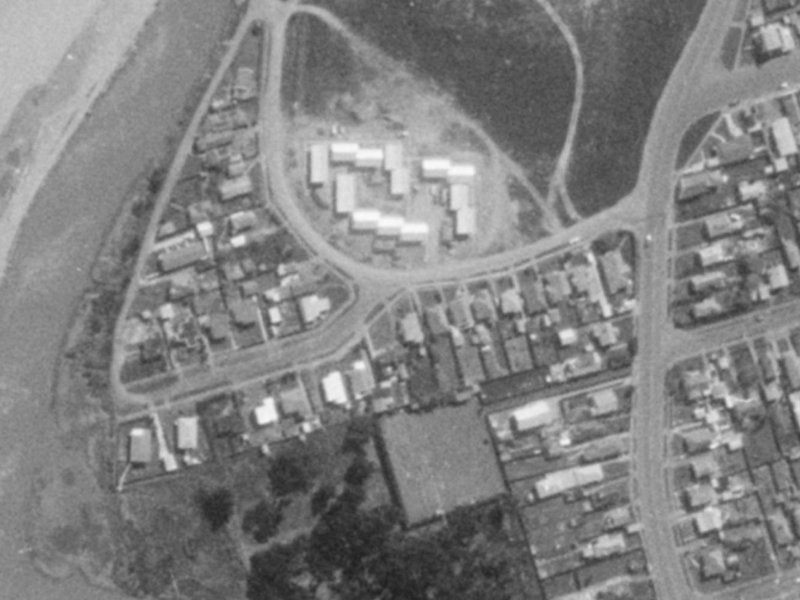 1 Evans Avenue from the air, 1975-1979