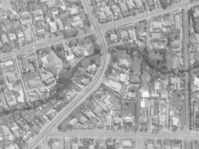 48 Idris Road from the air, 1975-1979