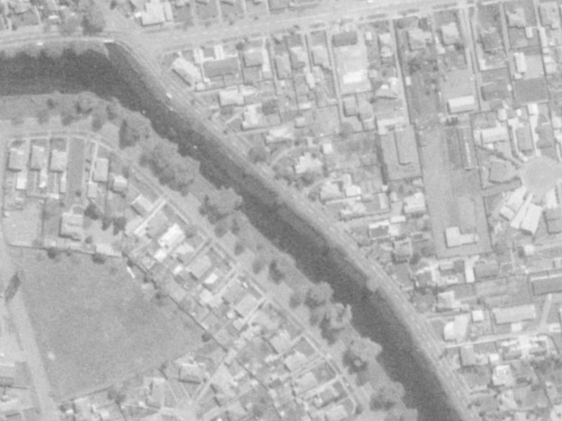 72-54 Dallington Terrace from the air, 1975-1979