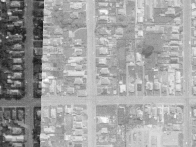 530 Madras Street from the air, 1975-1979