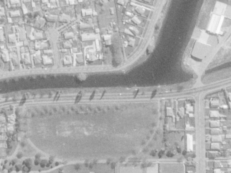 805 Avonside Drive from the air, 1975-1979