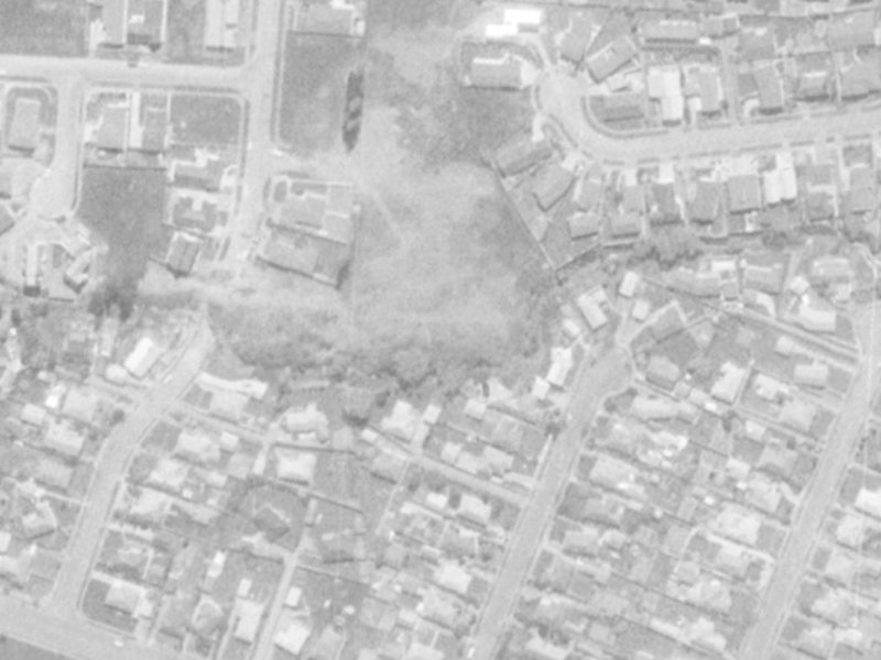 12 Brigadoon Place from the air, 1975-1979
