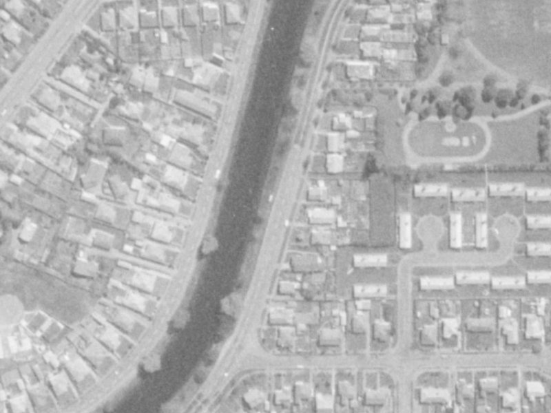 726 Avonside Drive from the air, 1975-1979