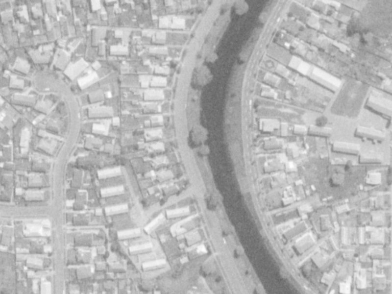 546–594 Avonside Drive from the air, 1975-1979