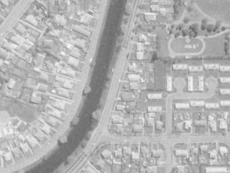 720 Avonside Drive from the air, 1975-1979