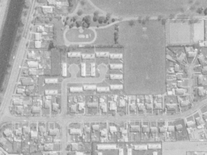 34 Mabel Howard Place from the air, 1975-1979