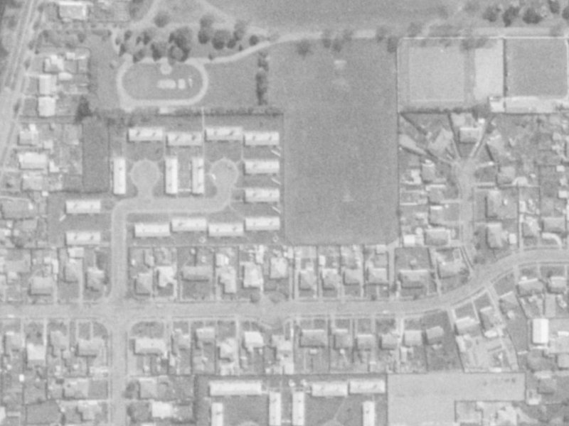 40 Mabel Howard Place from the air, 1975-1979
