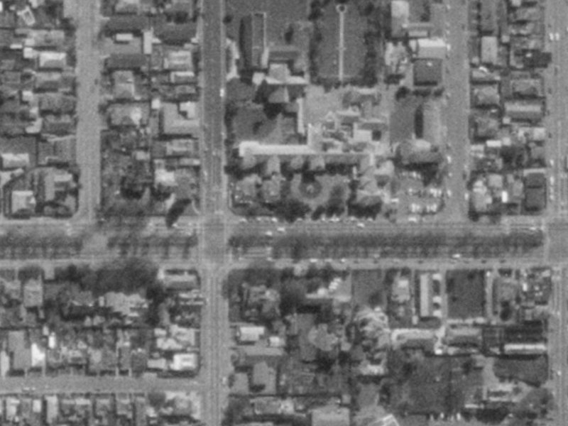 131 Bealey Avenue from the air, 1975-1979