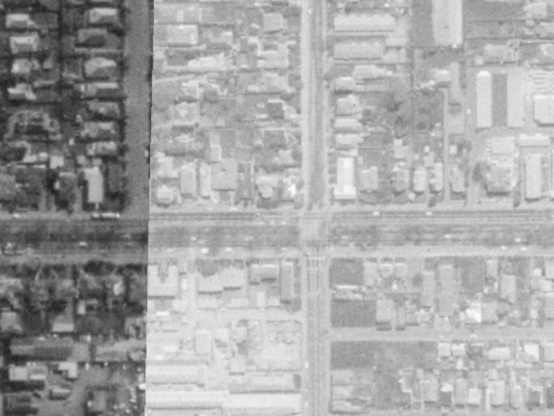 233-239 Bealey Avenue from the air, 1975-1979