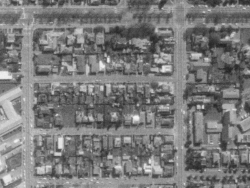 30A Peacock Street from the air, 1975-1979