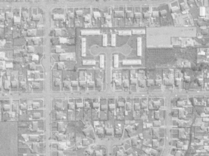 5-9 Jecks Place from the air, 1975-1979