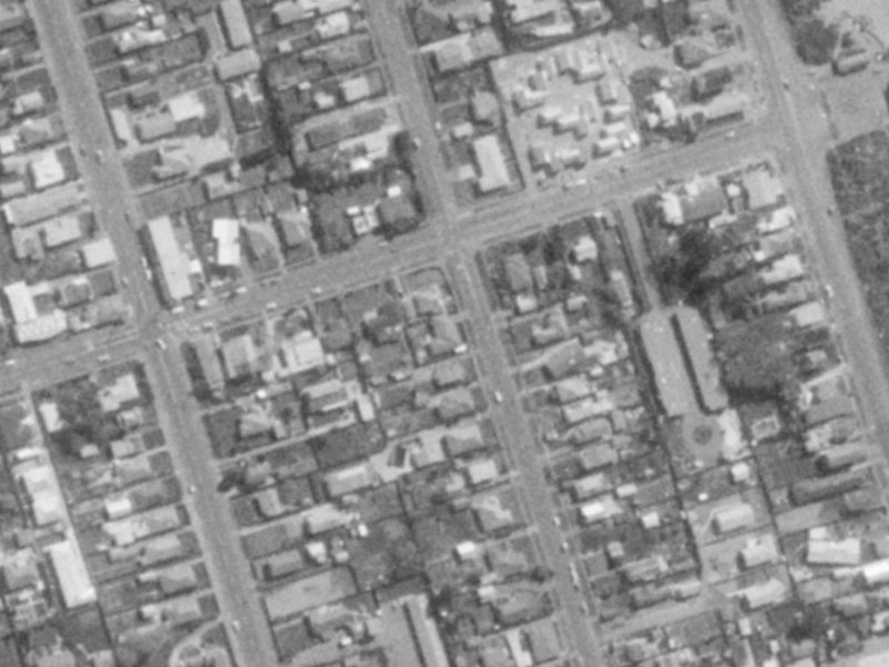 110 Pine Avenue from the air, 1975-1979