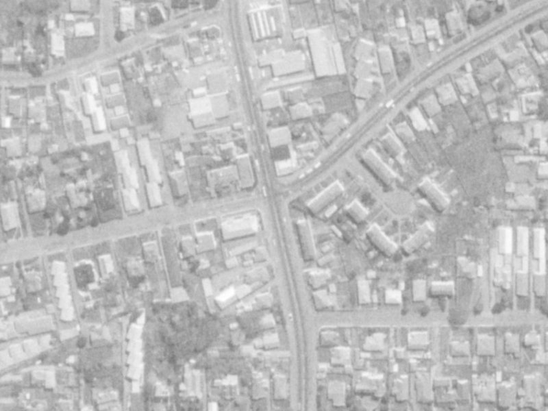 213–221 Stanmore Road from the air, 1975-1979